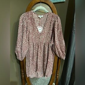 Mauve and white blouse